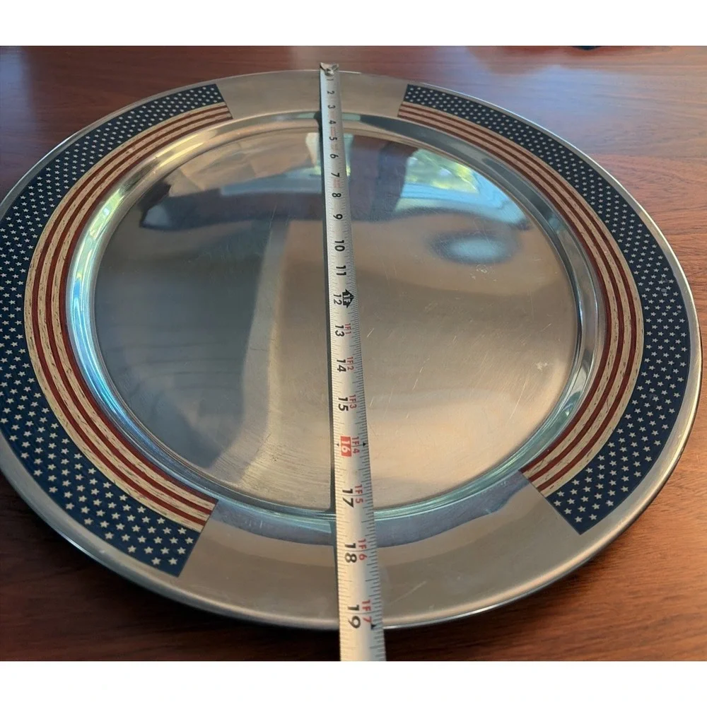 Vintage Colonial Warren Kimble Silverplate Oval Patriotic Serving Platter Tray